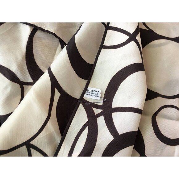 Vintage 1970s Japan-Made White & Black Oblong Scarf With Abstract Circle Print - Picture 4 of 4